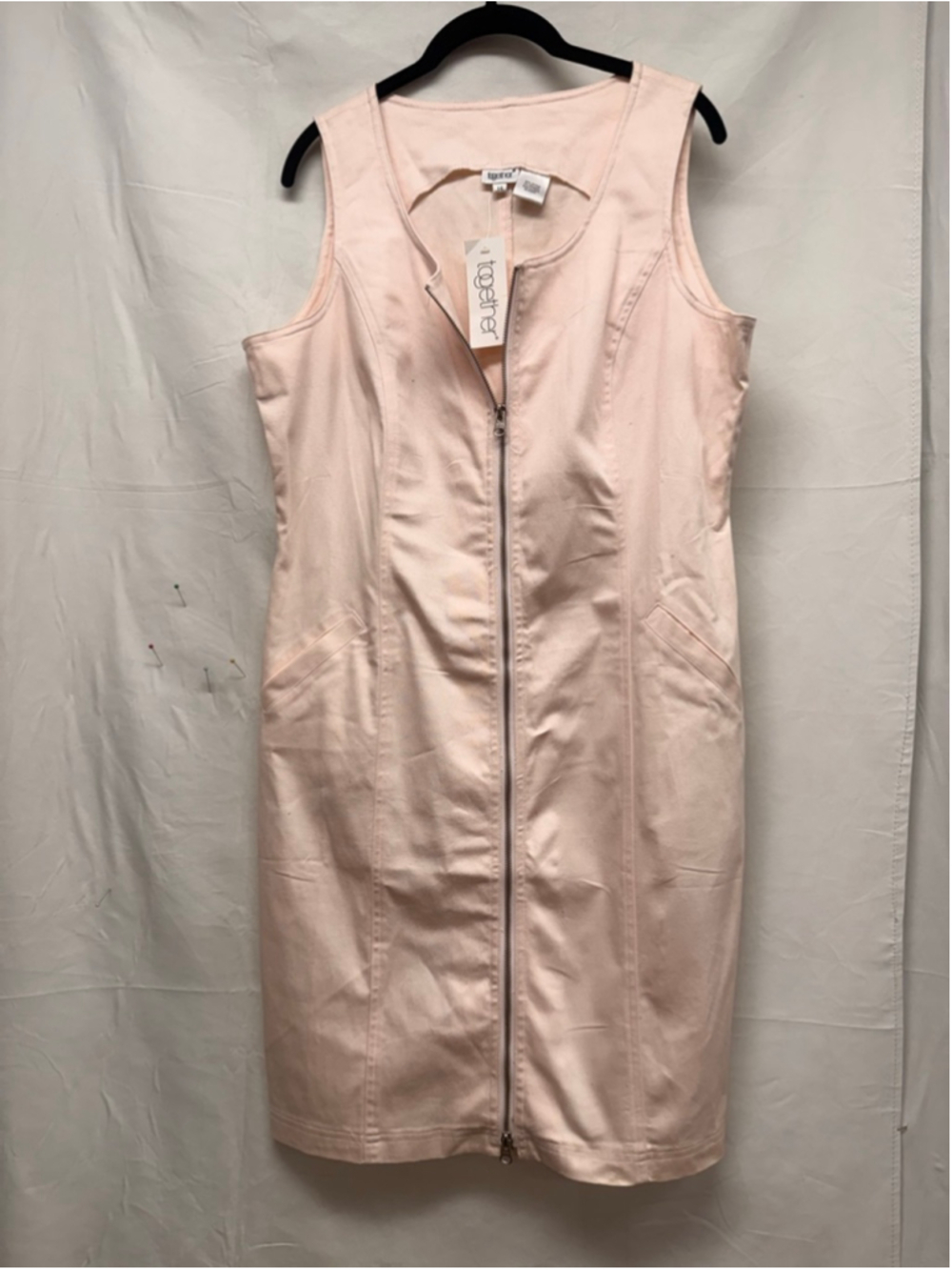 Vintage Women's Together Pink Sleeveless Zipper Front Dress Size 14